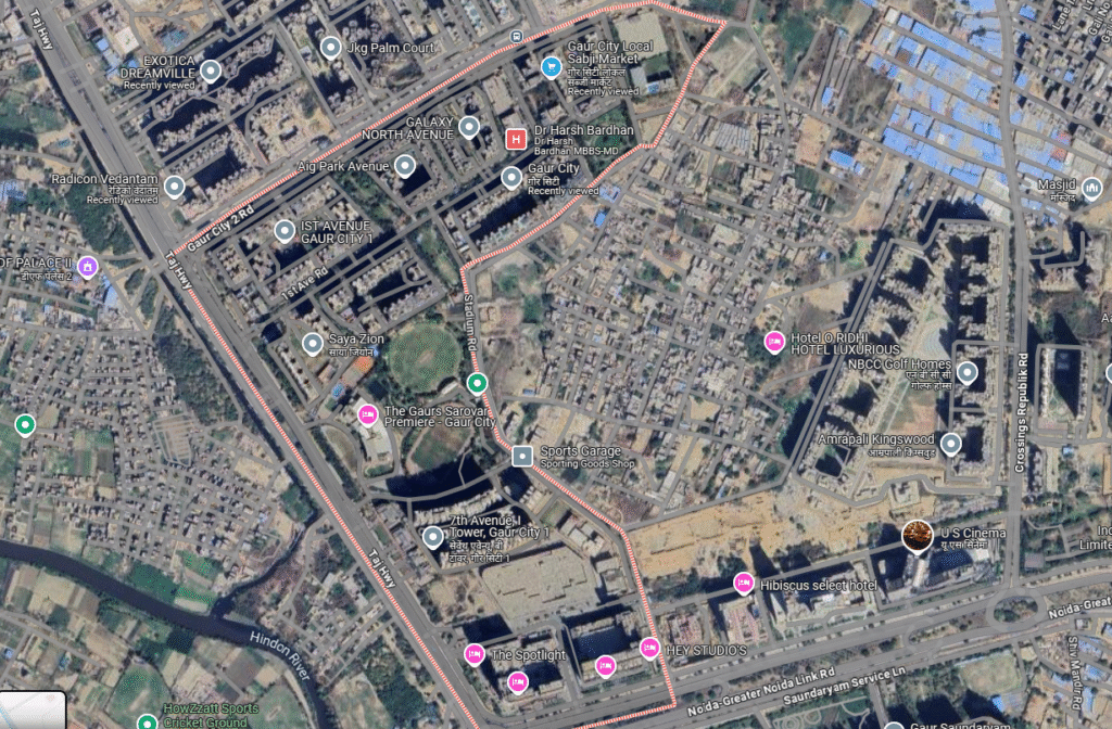 Gaur City 1 map